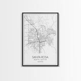 Santa Rosa Street Map, California Map, City Map Print, Minimalist Art, Wall Art, Canvas Print, Bedroom Wall Art, Travel Gift, Travel Art