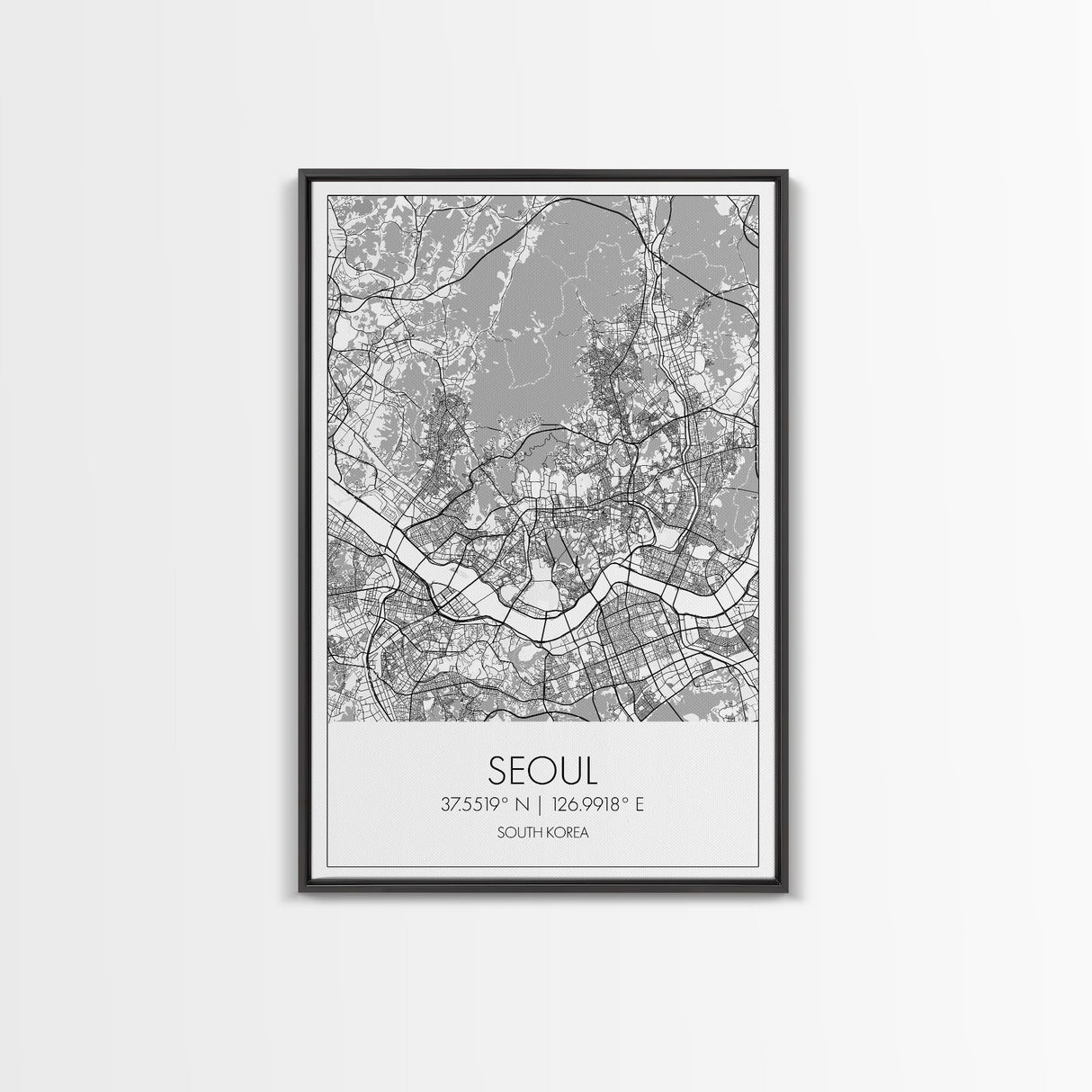 Seoul Street Map, South Korea Map, Asia City Map Print, Minimalist Art, Wall Art, Canvas Print, Travel Gift For Women, Travel Wall Décor