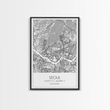 Seoul Street Map, South Korea Map, Asia City Map Print, Minimalist Art, Wall Art, Canvas Print, Travel Gift For Women, Travel Wall Décor