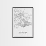 Singapore Street Map, Singapore Map, Asia City Map Print, Minimalist Art, Wall Art, Canvas Print, Room Decor, Travel Wall Art, Gift For Him