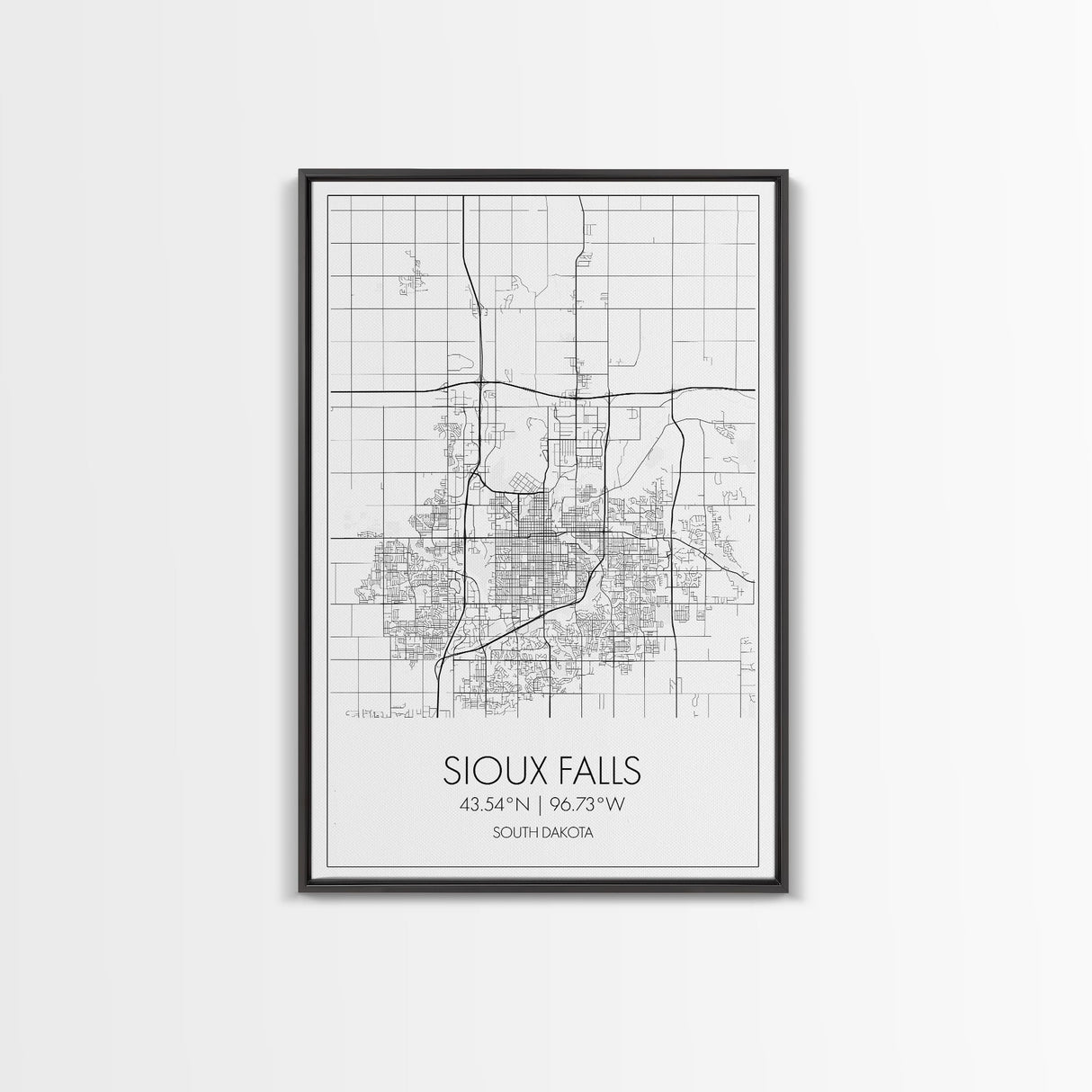 Sioux Falls Street Map, South Dakota Map, City Map Print, Minimalist Art, Wall Art, Canvas Print, Dorm Room Décor, Gifts For Her