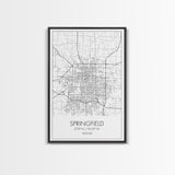 Springfield Street Map, Missouri Map, City Map Print, Modern Wall Art, Wall Art, Canvas Print, Bedroom Wall Décor, Gifts For Couple