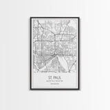 St Paul Street Map, Minnesota Map, City Map Print, Modern Wall Art, Wall Art, Canvas Print, Bedroom Wall Art, Traveler Gift, Travel Wall Art