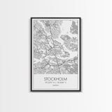 Stockholm Street Map, Sweden Map, Europe City Map Print, Modern Wall Art, Wall Art, Canvas Print, Dorm Room Décor, Wedding Gifts, Travel Art