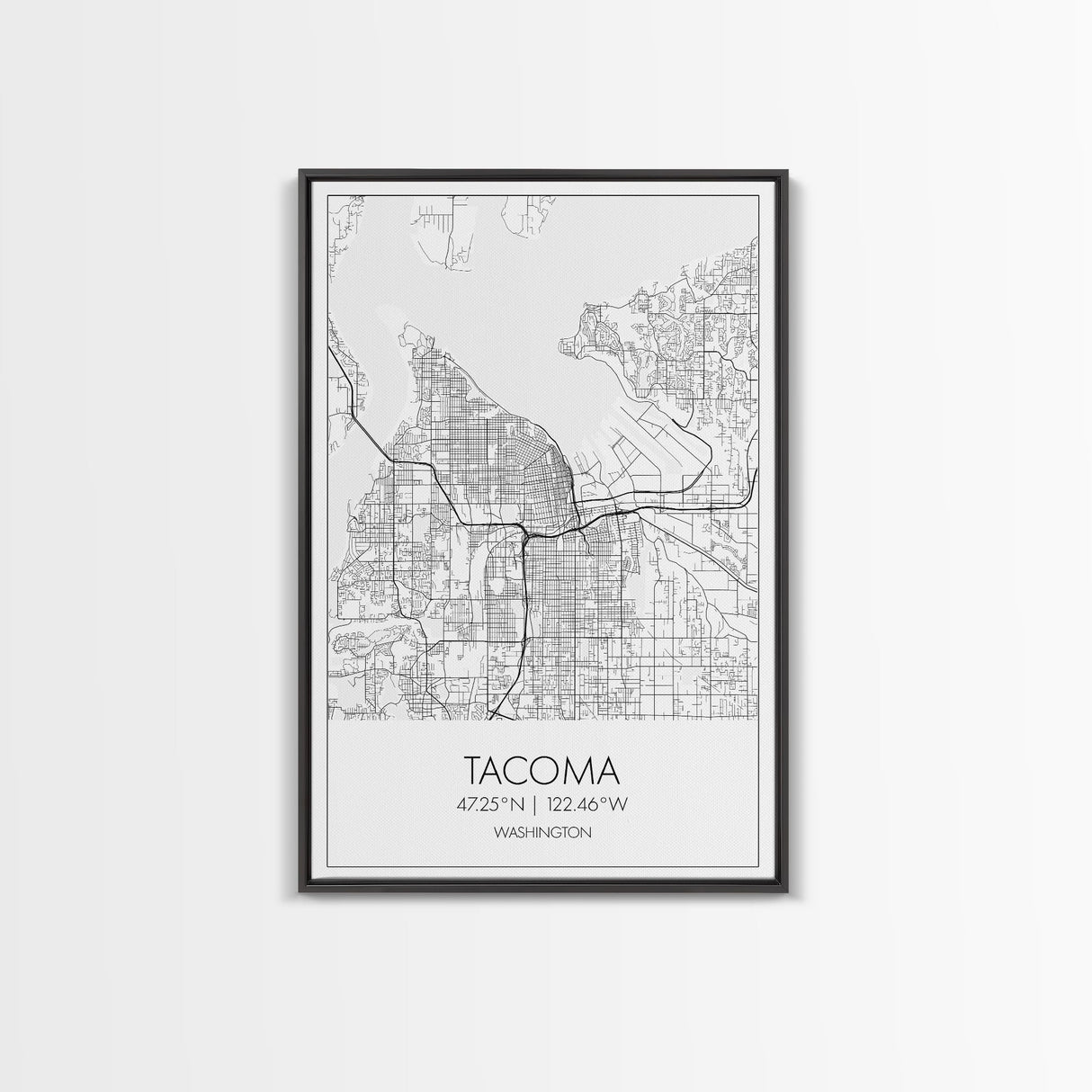 Tacoma Street Map, Washington Map, City Map Print, Modern Wall Art, Wall Art, Canvas Print, Wall Hanging, Housewarming Gift, Travel Art