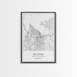 Tacoma Street Map, Washington Map, City Map Print, Modern Wall Art, Wall Art, Canvas Print, Wall Hanging, Housewarming Gift, Travel Art