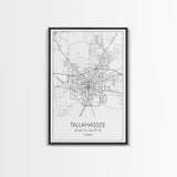Tallahassee Street Map, Florida Map, City Map Print, Modern Wall Art, Wall Art, Canvas Print, Wall Art Canvas, Gift For Women, Travel Print