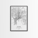 Tampa Street Map, Florida Map, City Map Print, Modern Wall Art, Wall Art, Canvas Print, Gift For Mom, Travel Wall Decor, Farmhouse Wall Art