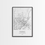 Toledo Street Map, Ohio Map, City Map Print, Modern Wall Art, Wall Art, Canvas Print, Friendship Gift, Wall Decoration, Travel Wall Art