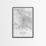 Tucson Street Map, Arizona Map, City Map Print, Modern Wall Art, Wall Art, Canvas Print, Minimal Wall Art, Family Gift, Travel Wall Décor