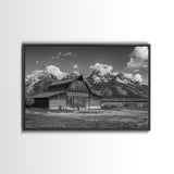 Old Barn Wall Art, Framed Canvas Print or Metal Art, Rustic Homestead Framed Canvas Art, Vintage Old Barn Black and White Wall Art