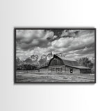 Old Barn Wall Art, Framed Canvas Print or Metal Art, Rustic Homestead Framed Canvas Art, Vintage Old Barn Black and White Wall Art