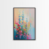 Delicate Blossoms in Springtime - Framed Canvas Print, Elegant Living Room Art, Soft Bedroom Decor, Pastel Flower Art, Wall Art