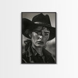 Intense Black and White Portrait of a Female Cowboy for Western Wall Art, Canvas Prints, Rustic Home Decor, Living Room Art, Bedroom Art