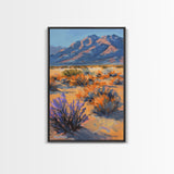 Majestic Desert Mountains and Vegetation, Scenic Wall Art for Living Room or Bedroom, Framed Canvas Print for Home Decor