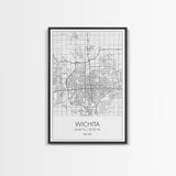 Wichita Street Map, Kansas Map, City Map Print, Minimalist Art, Wall Art, Canvas Print, Travel Wall Art, Gifts For Travelers, Canvas Art