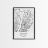 Yonkers Street Map, New York Map, City Map Print, Minimalist Art, Wall Art, Canvas Print, Travel Wall Art, Map Gift, Dorm Room Decor