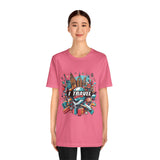 Camiseta a todo color "Viajo Para Comprar" 