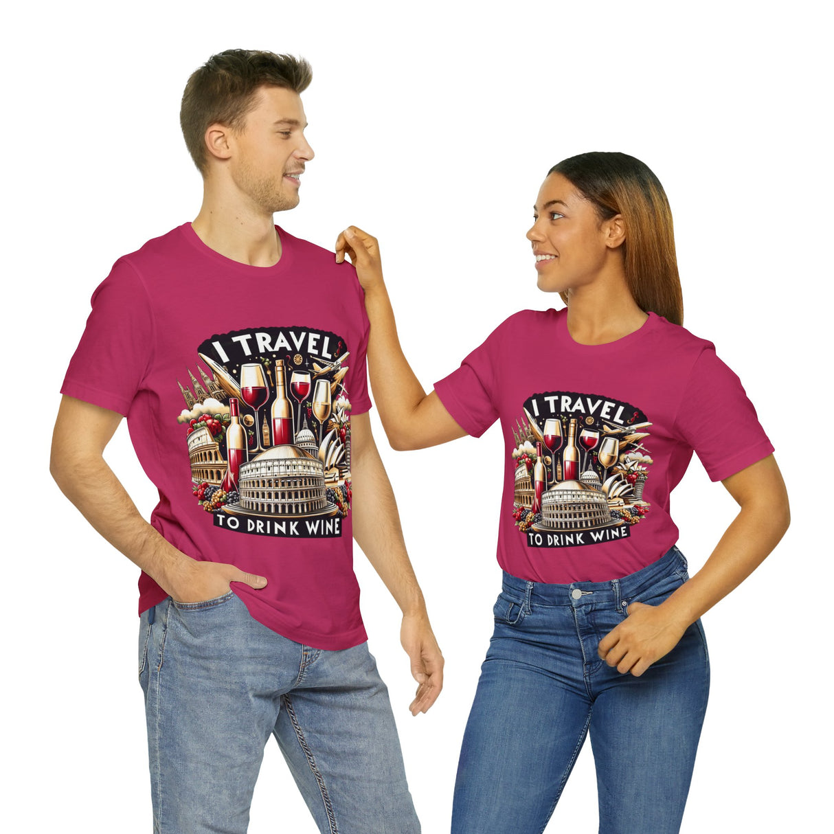 "I Travel to Drink Wine" full color T-shirt