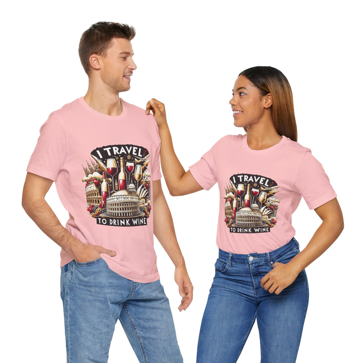 "I Travel to Drink Wine" full color T-shirt