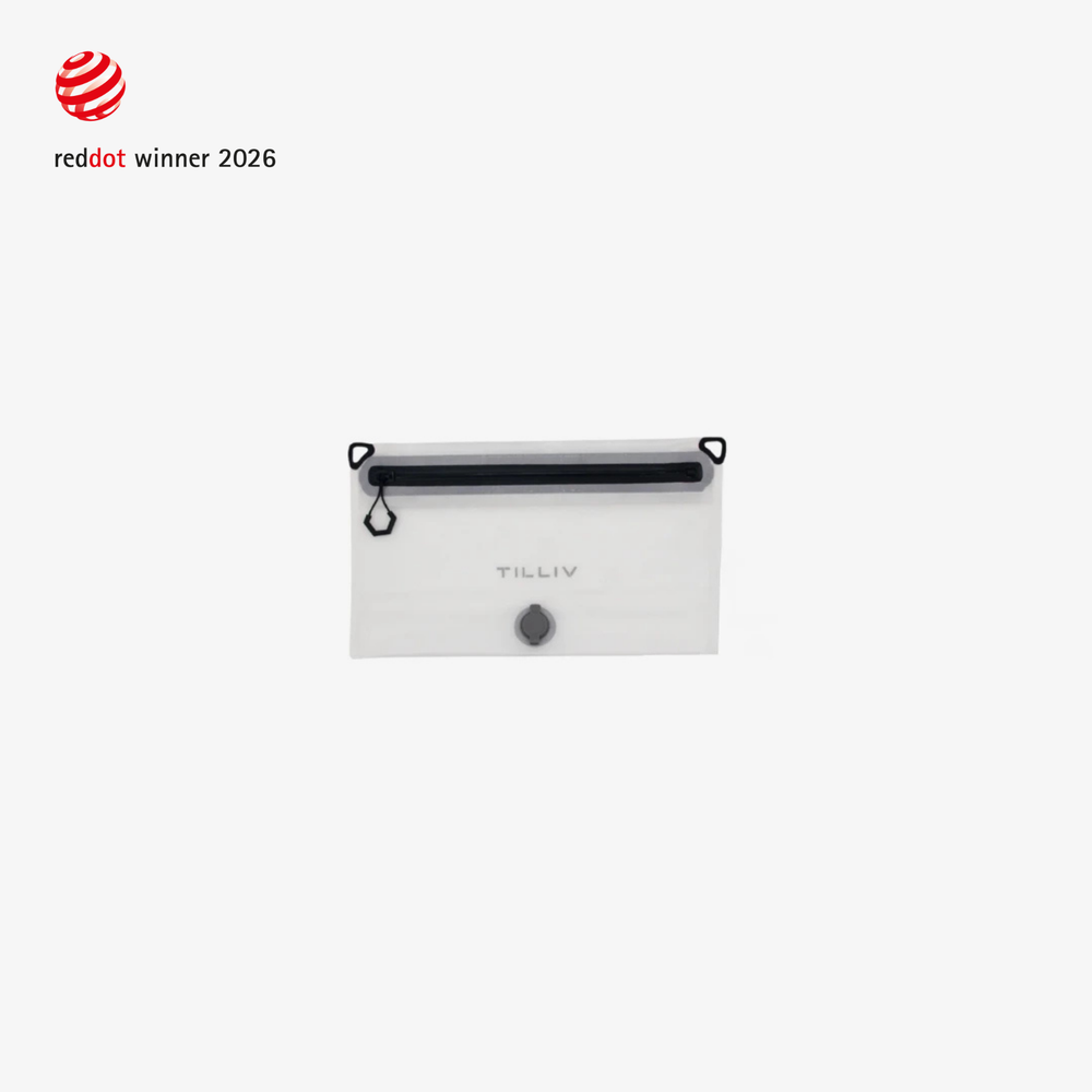 TILLIV Compak Small vacuum pack in Digital White, empty, viewed from the front
