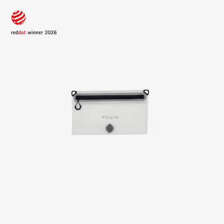 TILLIV Compak Small vacuum pack in Digital White, empty, viewed from the front