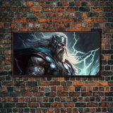 Thor God of Thunder, Framed Canvas Print, Norse Mythology Art,  Fantasy Art