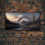 Mountain Canvas Print Wall Art, Mountain Landscape Painting, Mount Rainier, Washington Mountains, Travel  Art, Watercolor Painting