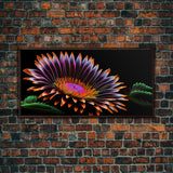 Neon Flowers Wall Art, Framed Canvas Print, Original Flower Painting, Mother's Day Gift, Floral Decor, Black Background Flower Art
