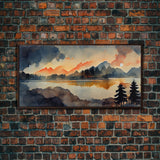 Watercolor painting of a forest fire, canvas print, landscape art