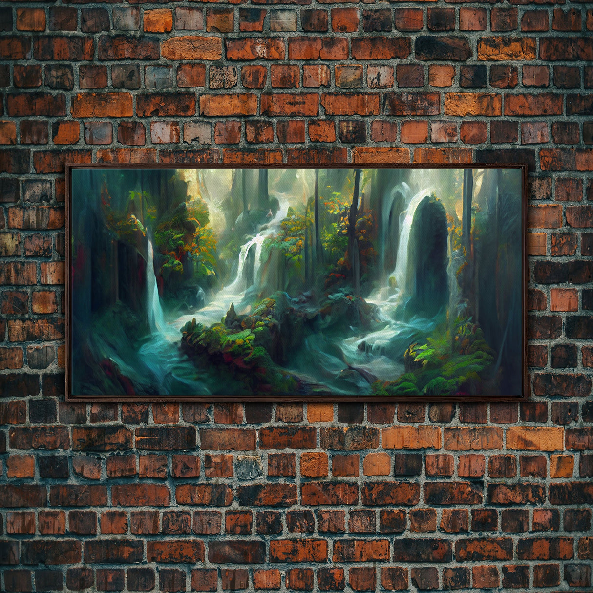 Waterfall wall art, canvas print, giclee, fantasy wall art, water color, nature wall decor, water landscape art, serenity art