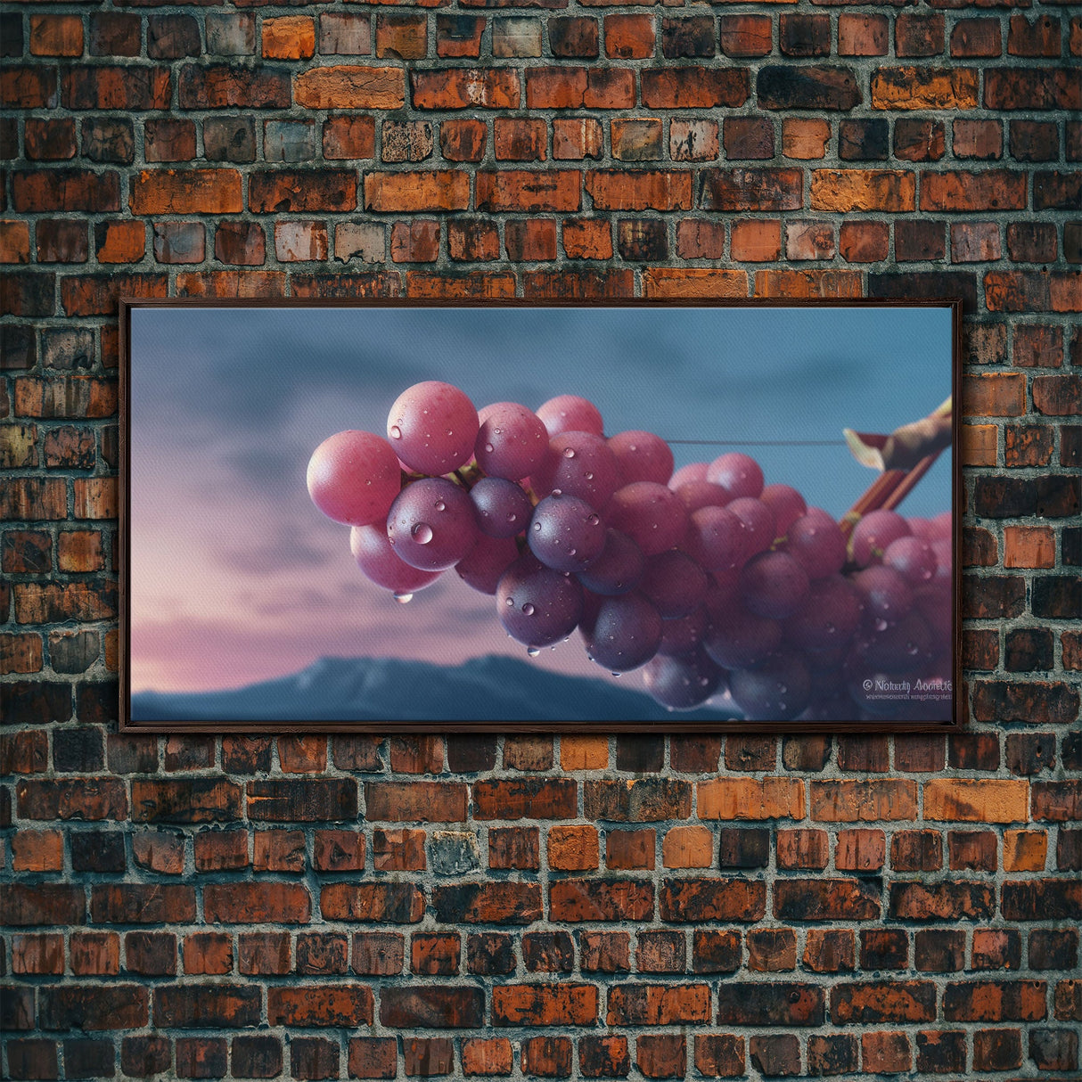 Grapes Wall Decor, Kitchen Wall Decor, Food Wall Art, Minimalist Art, Panoramic Wall Decor, Canvas Print, Wall Art, Framed Canvas Art