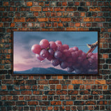 Grapes Wall Decor, Kitchen Wall Decor, Food Wall Art, Minimalist Art, Panoramic Wall Decor, Canvas Print, Wall Art, Framed Canvas Art