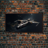 The Star Fighter, Cool Scifi Wall Art, Scifi Art, Framed Canvas Print, Gull Wing Space Ship, Unique Art, Alien Wall Art, Space Ship Art