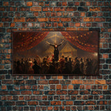 The Cursed Circus, Unique Halloween Art, Framed Canvas Print, Halloween Poster Art, Horror Prints