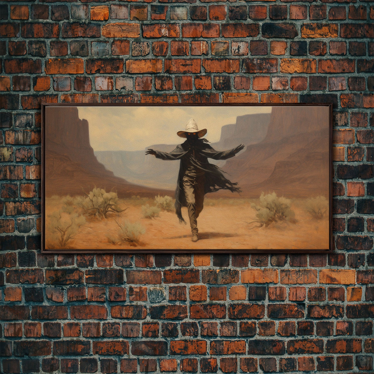 The Fabulous Ghost Cowboy Art, Framed Canvas Print, Halloween art, spooky decor, cowboy art, western decor,  ghost art