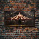 The Cursed Circus, Unique Halloween Art, Framed Canvas Print, Halloween Poster Art, Horror Prints, Victorian Oil Painting, Halloween Decor