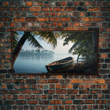 An Abandoned Canoe In The Florida Everglades - Florida Art - Framed Canvas Print - Liminal Spaces - Cool Wall Art - Eclectic Decor