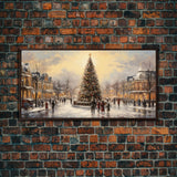 Retro Christmas Village Framed Christmas Wall Art - Framed Christmas Art - Canvas Art - St. Nicholas - Winter Wonderland Centerpiece