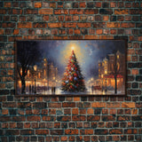Retro Christmas Village Framed Christmas Wall Art - Framed Christmas Art - Canvas Art - Winter Decor - Winter Wonderland Centerpiece