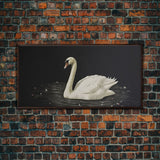 The Black Swan, Vintage Framed Canvas Art, Retro Framed Vintage Print, Vintage Painting, Black Swan Art, Girls Room or Nursery print