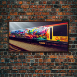 Train car graffiti wall decor, train box car, ready to hang canvas print wall art, graffiti art