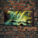High Fantasy Wall Art, Secret Waterfall, ready to hang canvas print, framed art