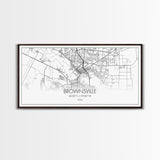 Brownsville Street Map, Texas Map, Map Print, Modern Art, Wall Art, Canvas Art, Realtor Closing Gift, Wall Décor Over The Bed, Couples Gift