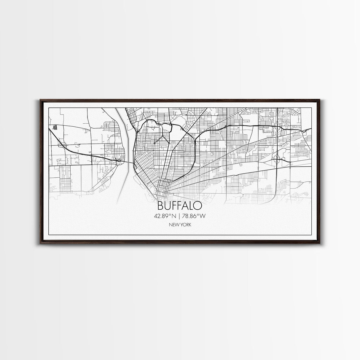 Buffalo Street Map, New York Map, Map Print, Modern Art, Wall Art, Canvas Art, Gift For Newlyweds, Gift For Parents, Apartment Décor