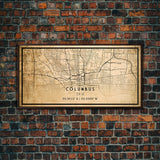 Columbus vintage map print poster or framed canvas, Ohio map print poster canvas, Columbus city map print poster canvas