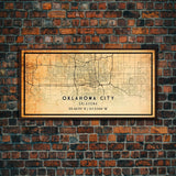 Oklahoma City Vintage Map Print, Oklahoma Map, Oklahoma State Map Art, Oklahoma City Road Map Poster, Vintage Map Gift, Road Trip Art