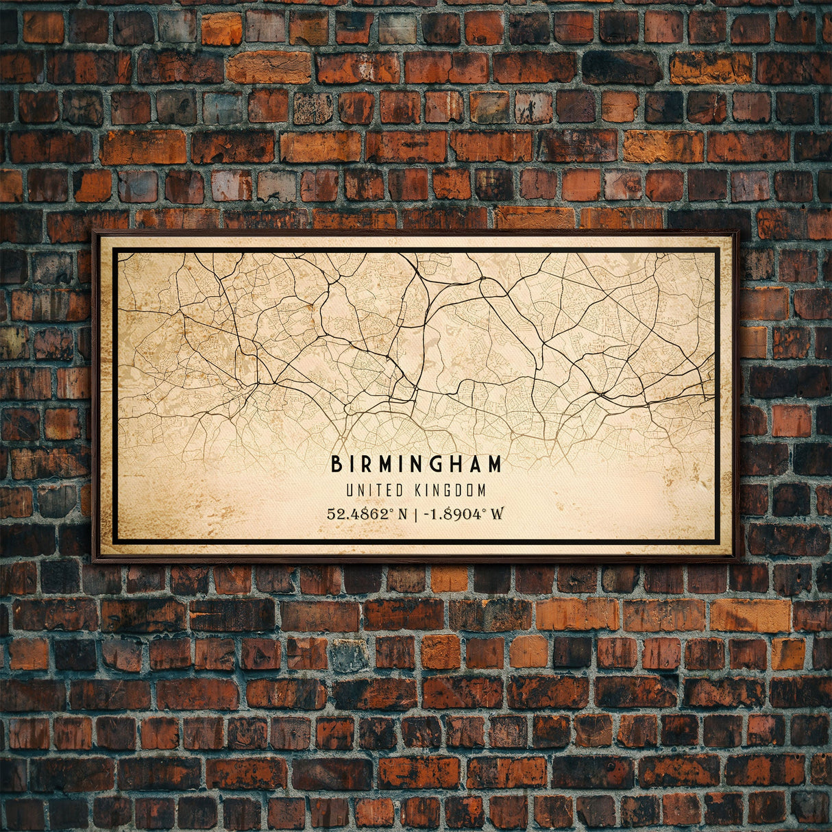 Birmingham UK map print poster or framed canvas, England map print poster canvas, UK city map print poster canvas, Vintage Travel Art