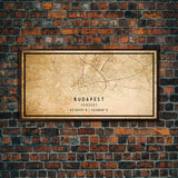 Budapest Hungary map print poster or framed canvas, Budapest map print poster canvas, Budapest map print poster canvas, Vintage Travel Art