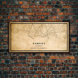 Old Hamburg Germany City Map Wall Art Canvas Print, Vintage Style Hamburg Map, Framed Wall Art, Cool Hamburg Wall Art, Office Art